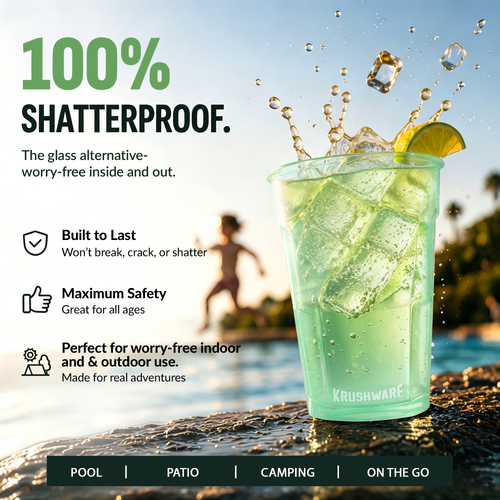 KRUSHWARE 470ml silicone pint cup shatterproof in emerald