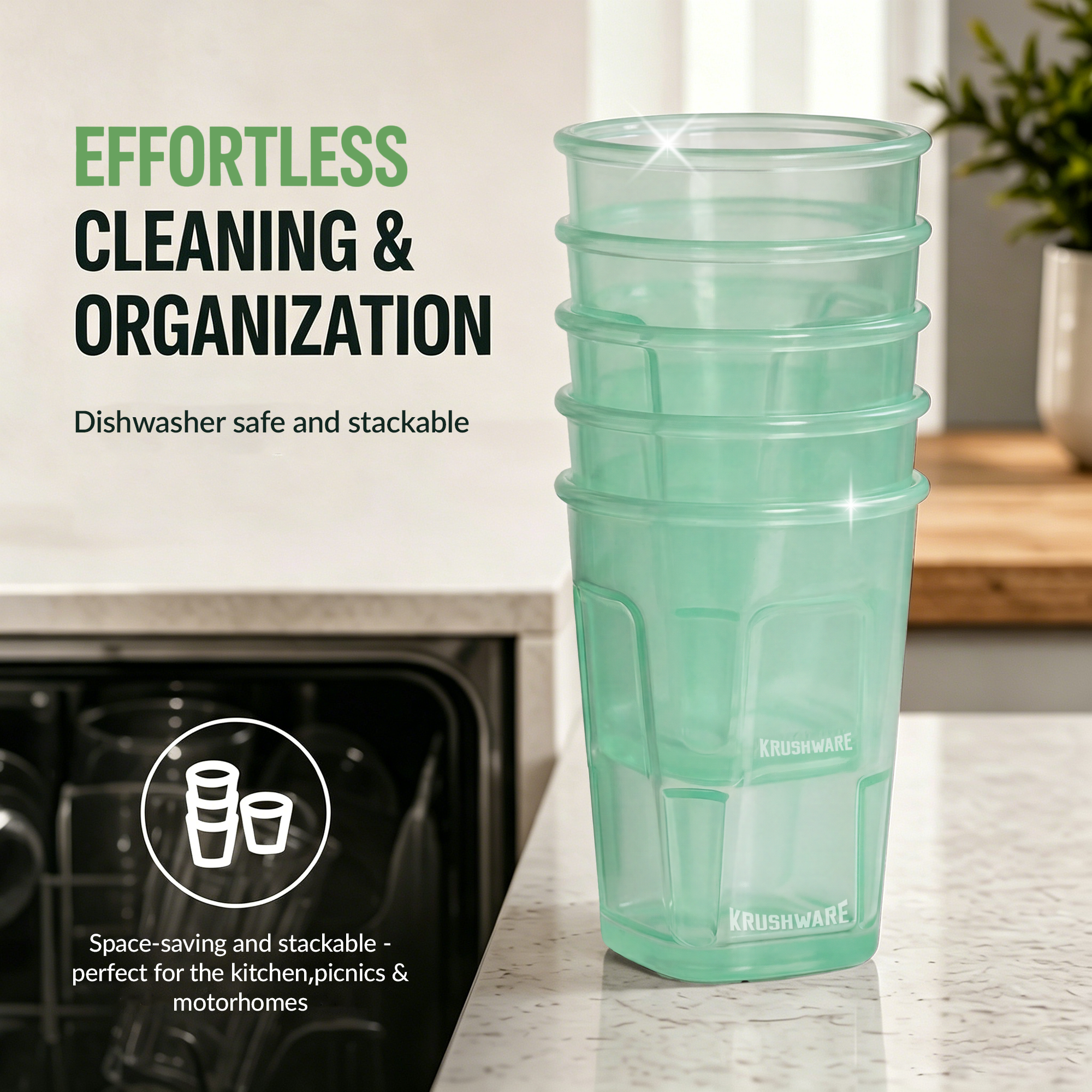 KRUSHWARE 470ml silicone pint cup effortless cleaning and organization